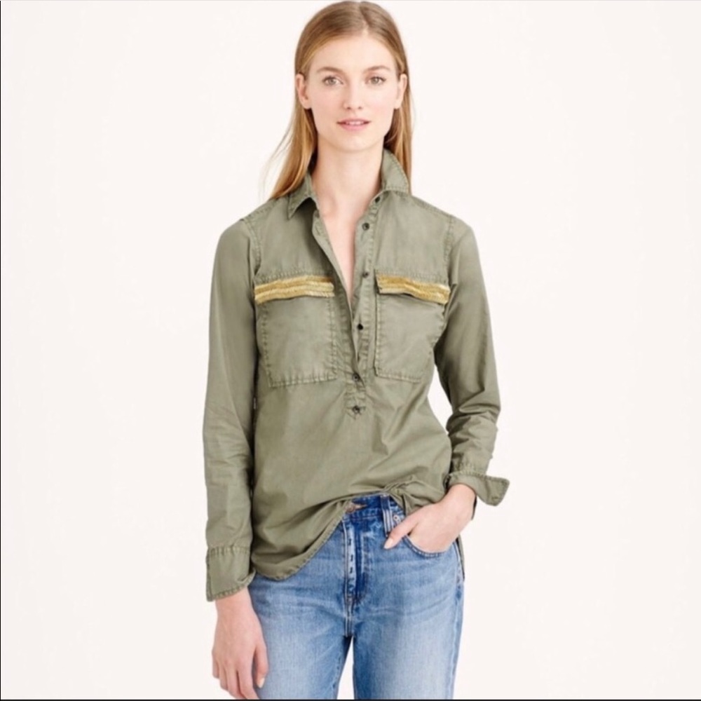 J.Crew Beaded Chevron Popover Blouse